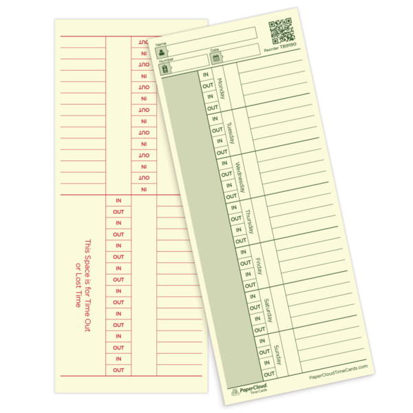 Weekly Employee Time Card Double Sided 3 3 8 X 8 1 4